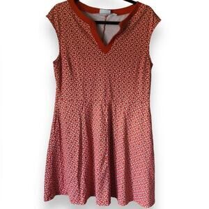 Stylish New York & Company XL Cotton Dress in Vibrant Orange Pattern